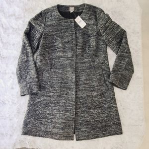 J JILL NWT black gray mix wool blend Fall Office Midi dress coat. Size Small